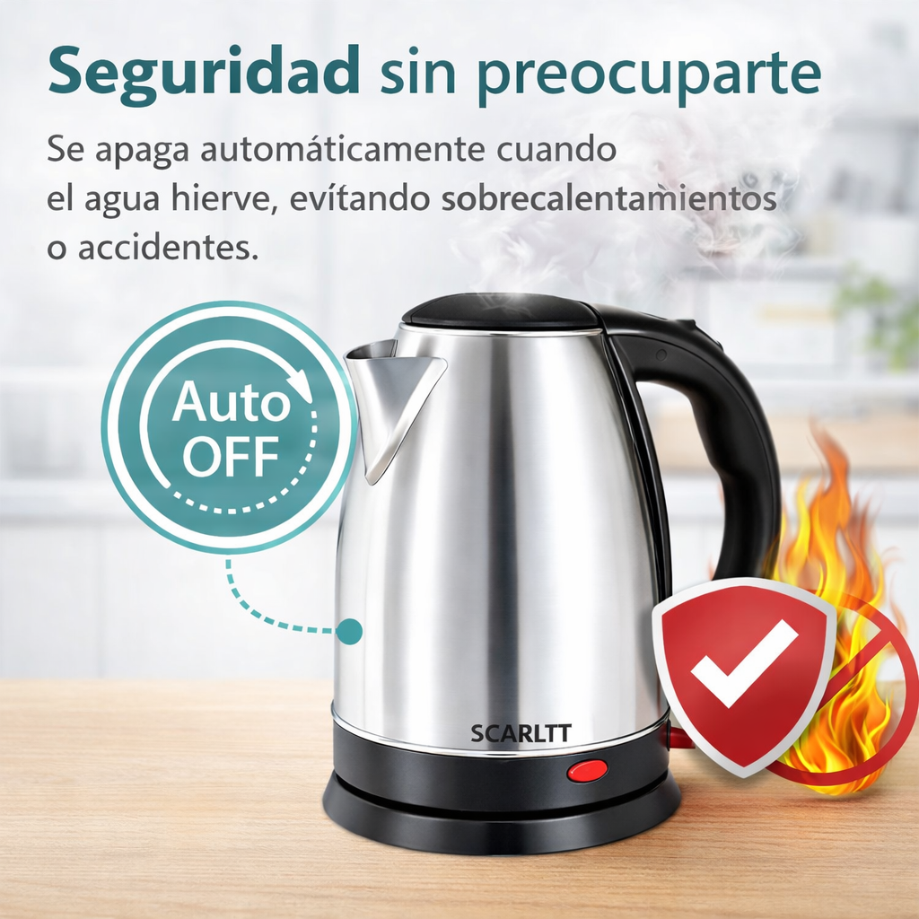 Jarra Hervidora Eléctrica 2L Acero Inoxidable | Calienta Agua en Minutos ⚡